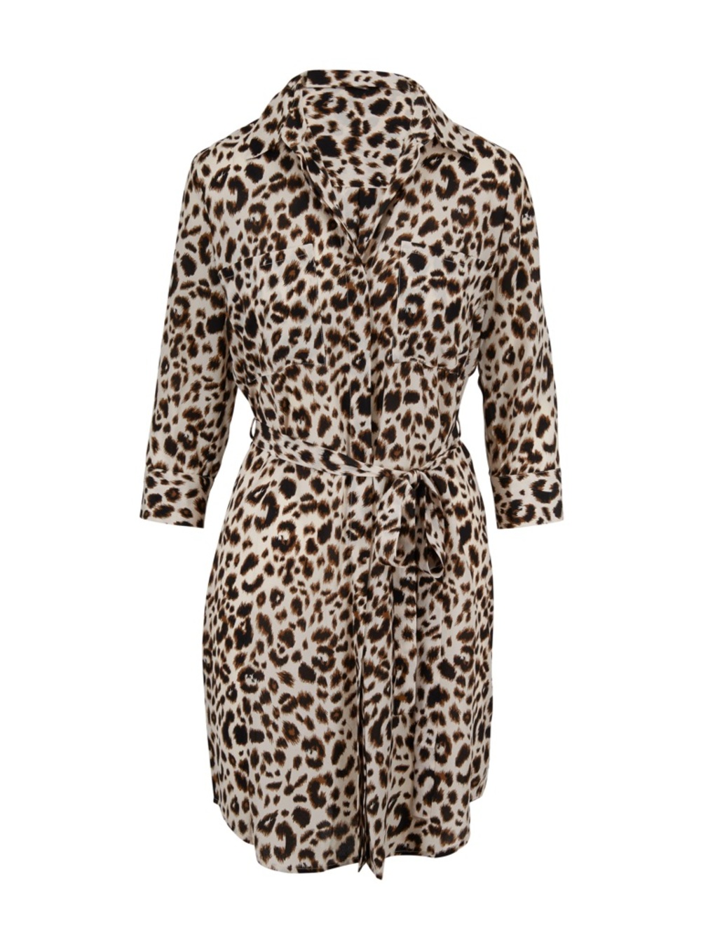 L’Agence 100% Silk Leopard Shirt Dress Belted Size Large